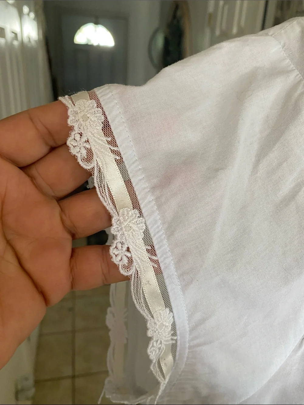 Eileen West  Lace Yoke Button-Front Nightgown